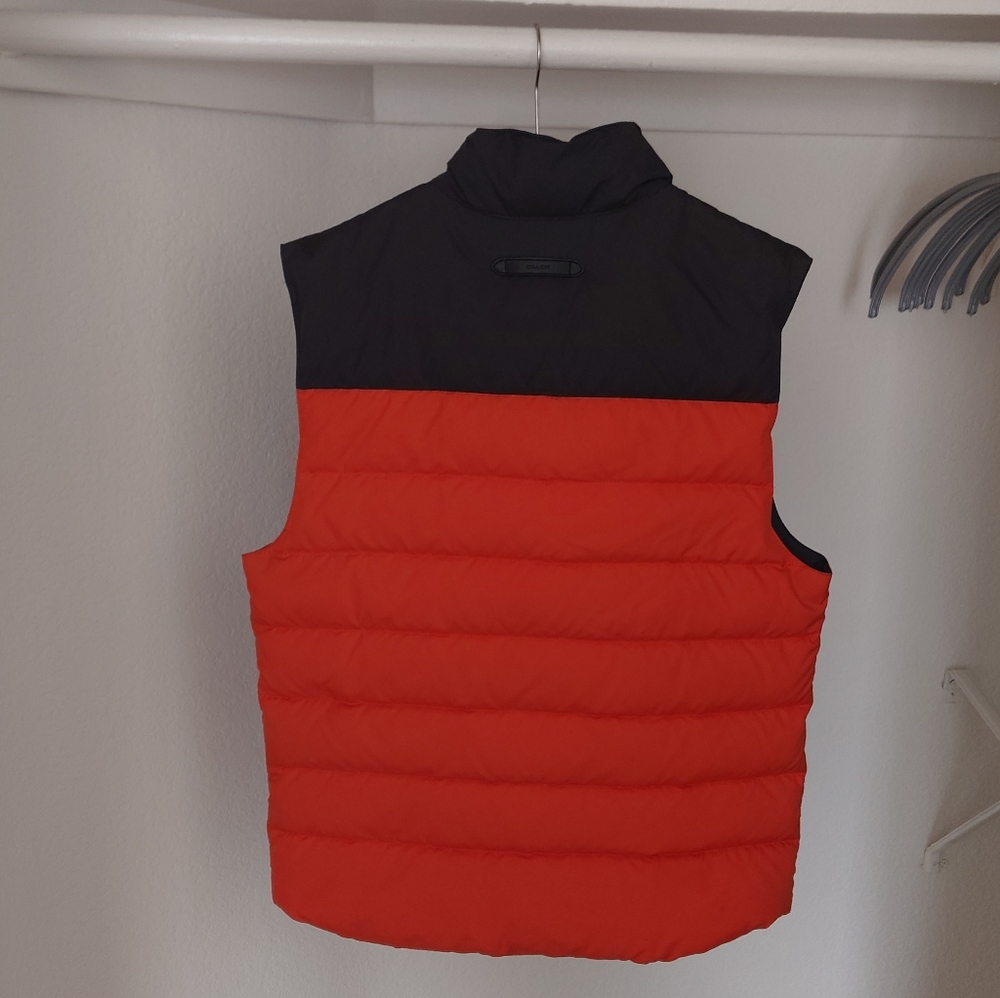 Coach Men's Down Jacket Vest in Black and Orange - Picture 2 of 6